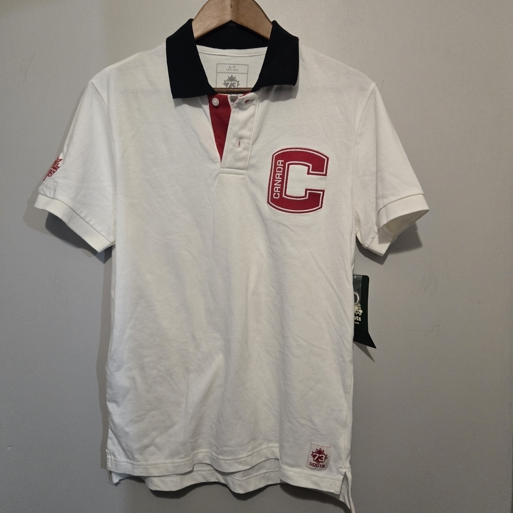 Unisex Limited Edition Roots Polo Shirt with Black Collar and Red Accents
